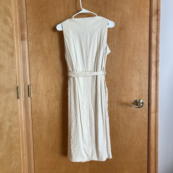 Anthropologie Maeve Longline Linen Vest Beige XXS Belted‎ - Picture 10 of 13